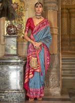 Banarasi Silk Sky Blue Party Wear Weaving Saree